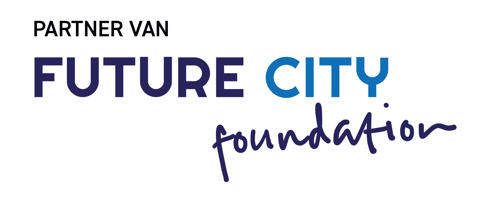 Logo van Future City Foundation, met boven het logo de tekst: Partner van. 